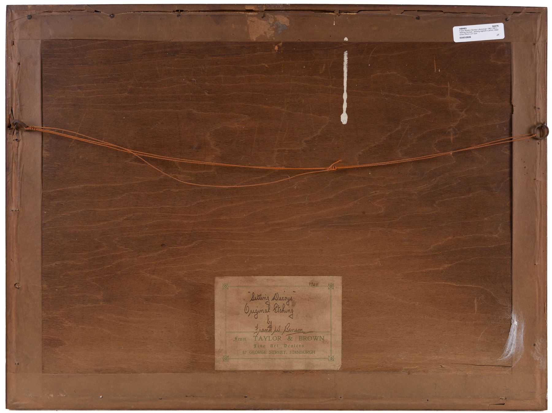 Frank Weston Benson (American 1862-1951): 'Setting Decoys', etching signed in pencil, titled verso 20cm x 27.5cm