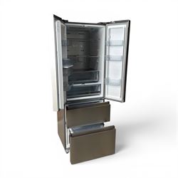 Hisense American style fridge freezer, fitted with double fridge doors and two freezer drawers, model no.  BCD-454WP2NF1R1/HC4