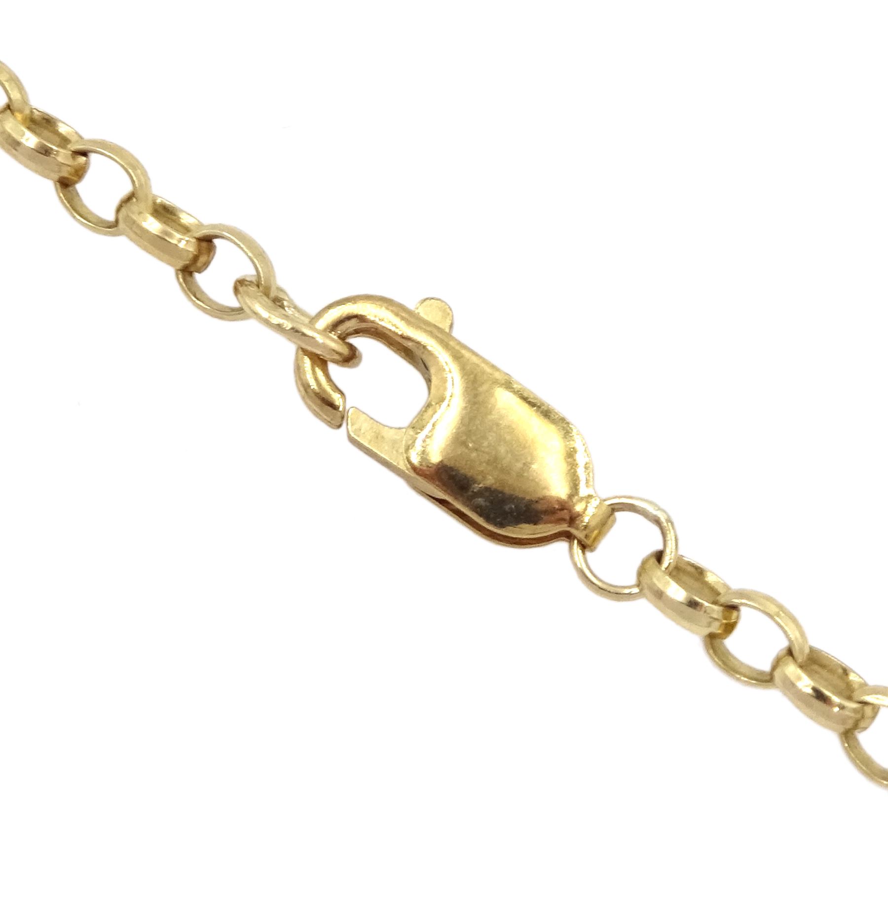 Queen Victoria 1891 gold full sovereign coin, loose mounted in gold pendant, on gold cable link chain necklace, both hallmarked 9ct