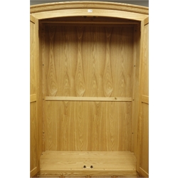  Beevers Whitby solid ash arched top double wardrobe with two panel doors above two drawers, W123cm, H198cm, D57cm  