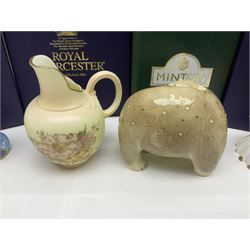 Two Royal Worcester candle snuffers from the connoisseur collection, comprising of Baby and Toby, together with Minton Fawn on Ivory Polar Bear and one other, all with original boxes 