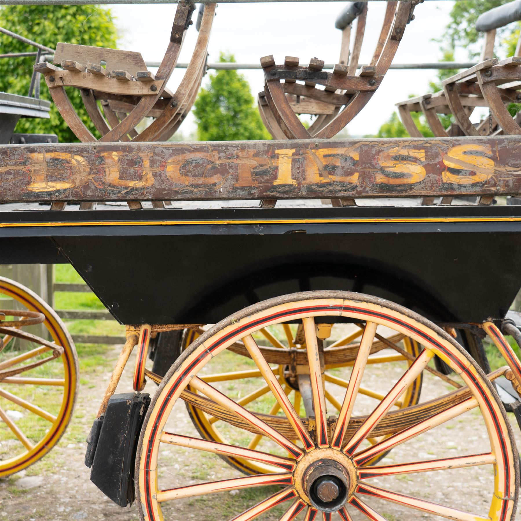 “The Duchess” Char-a-banc, ex. Bath Carriage Museum previously owned by B.J. Wicks & Son, Built by John Marstons, Birmingham.


A four wheeled horse drawn Char-a-Banc n named 