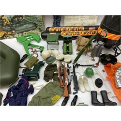 Action Man - one figure, boxed Assault Craft, dismantelled  Capture Copter, two bags of equipment and accessories etc