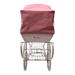 Silver Cross Oberon dolls carriage pram, pink with canopy, H