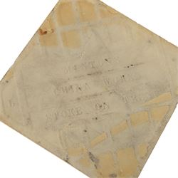 Set of fourteen late 19th century Aesthetic movement six inch dust pressed tiles, each printed with central lozenge containing an urn of flowers, surrounded by flower heads and tendrils, in brown and buff