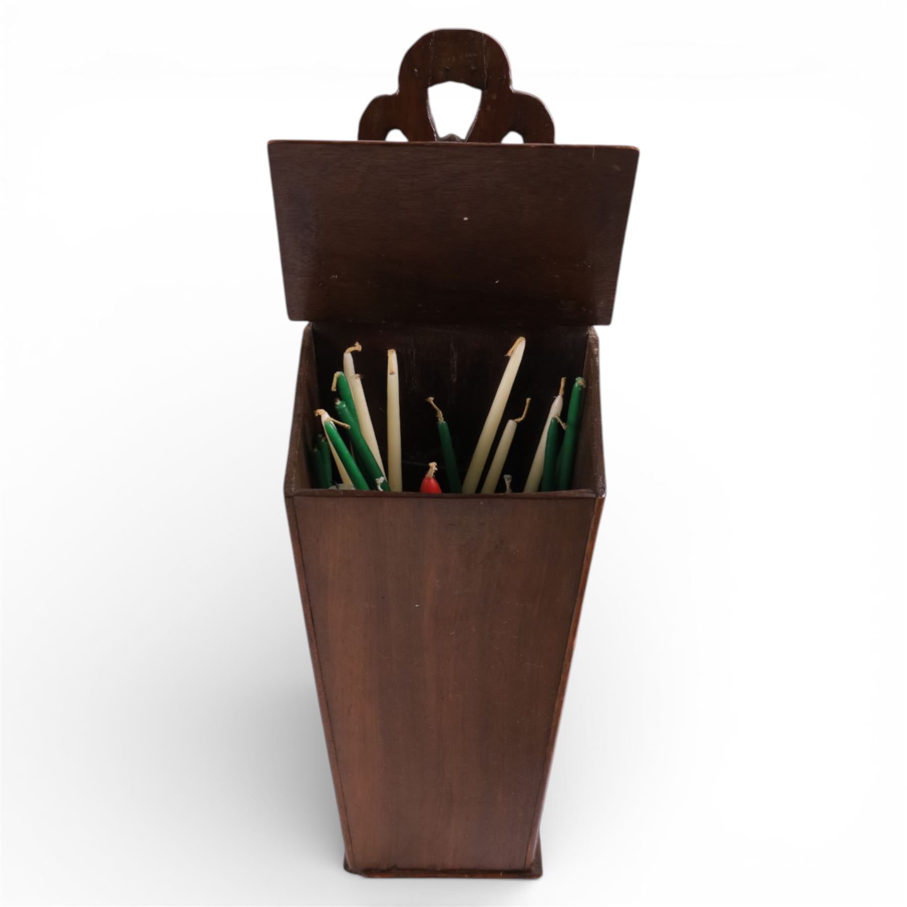 Oak wall mounted candle box, together with coal scuttle 