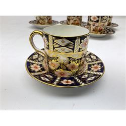 Set of six Royal Crown Derby Imari pattern, coffee cans and saucers, pattern no 2451, date code for 1927, with printed mark beneath 