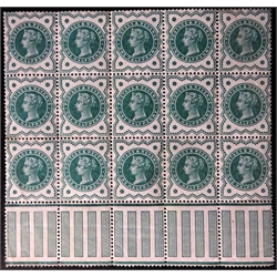  Victorian Stamps - Fifteen block of 1/2d geen with five colour code margin 'stamps'  