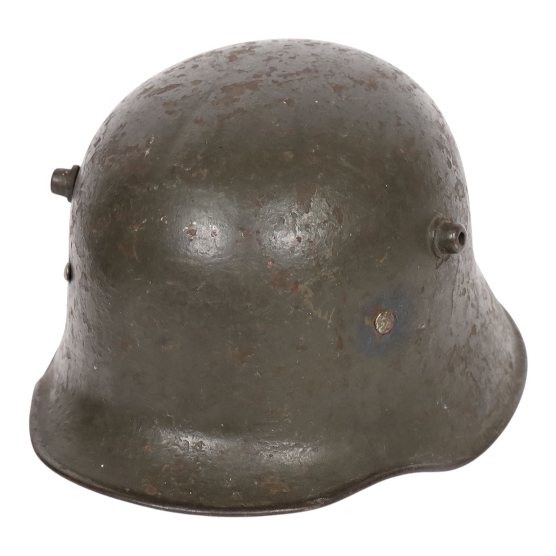 German M16 army helmet, B painted inside, missing liner, with chinstrap