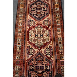 Ardebil Meshkin beige and blue ground runner rug, 287cm x 80cm  
