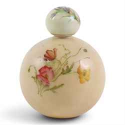 Royal Worcester blush ivory, including pot pourri with pierced cover, scent bottle, pair of bud vases and pair of open pot pourri, vases H12cm