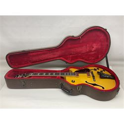 Ibanez George Benson 40th Anniversary arch top semi-acoustic guitar with floating pick-ups and mother-of-pearl inlay; model no.GB40THII serial no.S16120480; L104.5cm; in Ibanez hard carrying case with manual