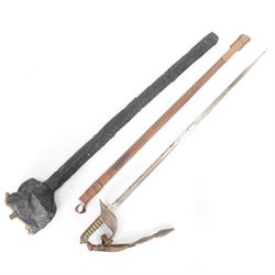 British Infantry officers sword 1897 pattern by Hawkes, the 82cm straight double edged bla...