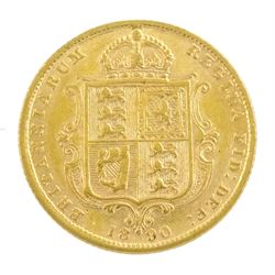 Queen Victoria 1890 gold half sovereign coin, shield reverse