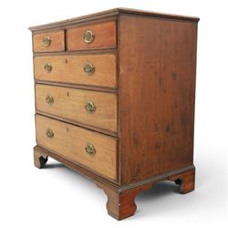 Georgian design mahogany chest, rectangular moulded edge, two short over three long drawers, raised on bracket feet