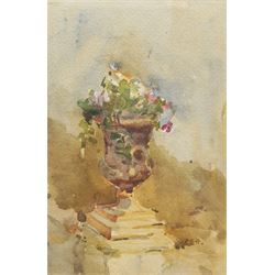 Attrib. Frank Ellis Horne (British 1863-1932): Urn with Flowers, watercolour signed with initials FEH 23cm x 15cm
