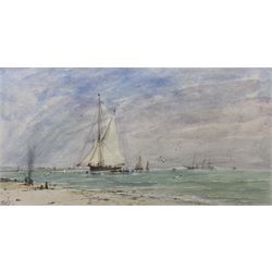 Albert Ernest Markes (British 1865-1901): 'Newquay Sands - Storm Coming In', watercolour signed, titled and dated 1880 verso, 15cm x 29cm (unframed)