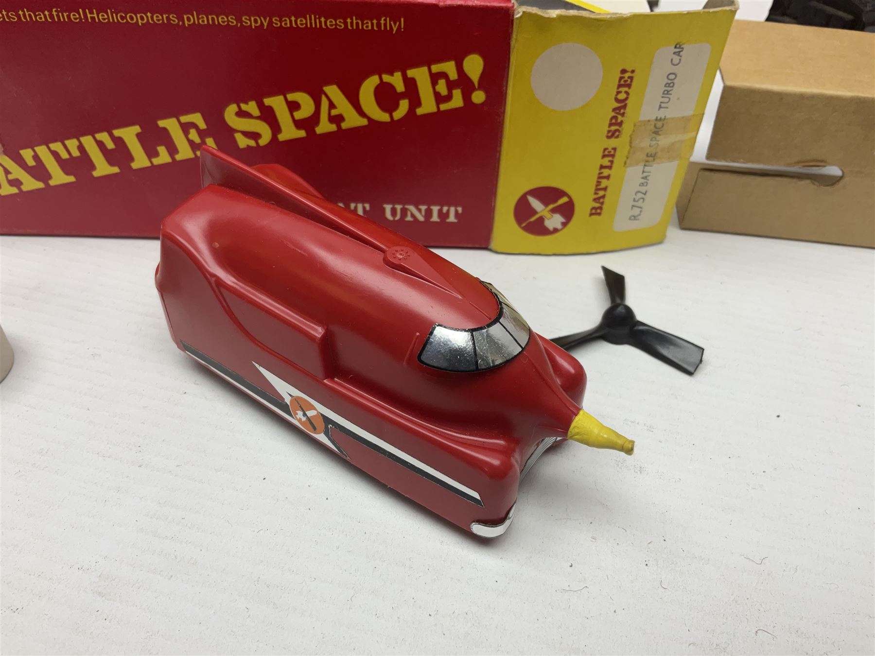 Tri-ang/Hornby '00' gauge - Princess Class 4-6-2 locomotive 'Princess Elizabeth' No.46201 with tender; Battle Space Turbo Car, boxed; four passenger coaches, buffet car, track cleaning car and eight wagons, all boxed; and various other accessories