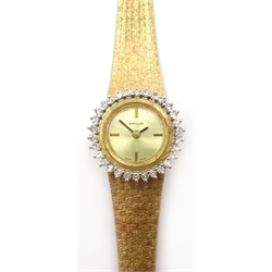  Baylor Swiss 9ct gold bracelet wristwatch, diamond set bezel 25.8gm  