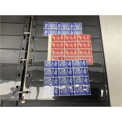 Stamps including various King George VI 12th May 1937 coronation, various 8th June 1946 Victory, various 1923-1948 Silver Wedding, Turks and Caicos Islands 'Raking Salt' mint marginal blocks of four etc, housed in two ring binder folders