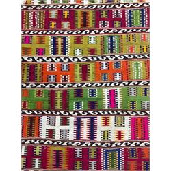 North African kilim rug, geometric design and multi-coloured 