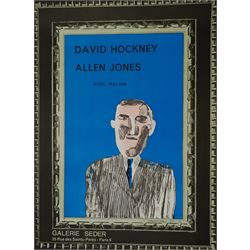 After David Hockney (British 1937-): 'David Hockney & Allen Jones', exhibition poster with facsimile signature 71cm x 52cm (unframed)