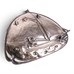 WMF Jugendstil Visiting card tray, No.264, decorated with a sailboat, H18cm, W21cm