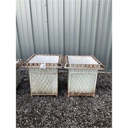 Pair square metalwork lattice planters with liners - THIS LOT IS TO BE COLLECTED BY APPOINTMENT FROM DUGGLEBY STORAGE, GREAT HILL, EASTFIELD, SCARBOROUGH, YO11 3TX