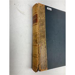 The Library Shakspeare Illustrated by Sir John Gilbert, George Cruikshank and R. Dudley with laid-in colour plates, three volumes, uniformly bound in half leather with a.e.g.