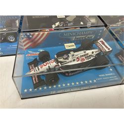 Pauls Model Art Minichamps Formula - ten 1:43 scale die-cast models of racing cars in plastic display cases (10)