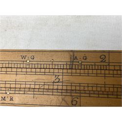 Late 18th/early 19th century boxwood ruler with four slides, for use by Customs &. Excise in the brewery trade; scales on all four sides each having a central slide with divisions on either side;  possibly made by 'E. Roberts, Dove Court, Old Jewry, London' (Edward Roberts (I) 1749-1776 & Edward Roberts (II) 1788-1795) L30.5cm