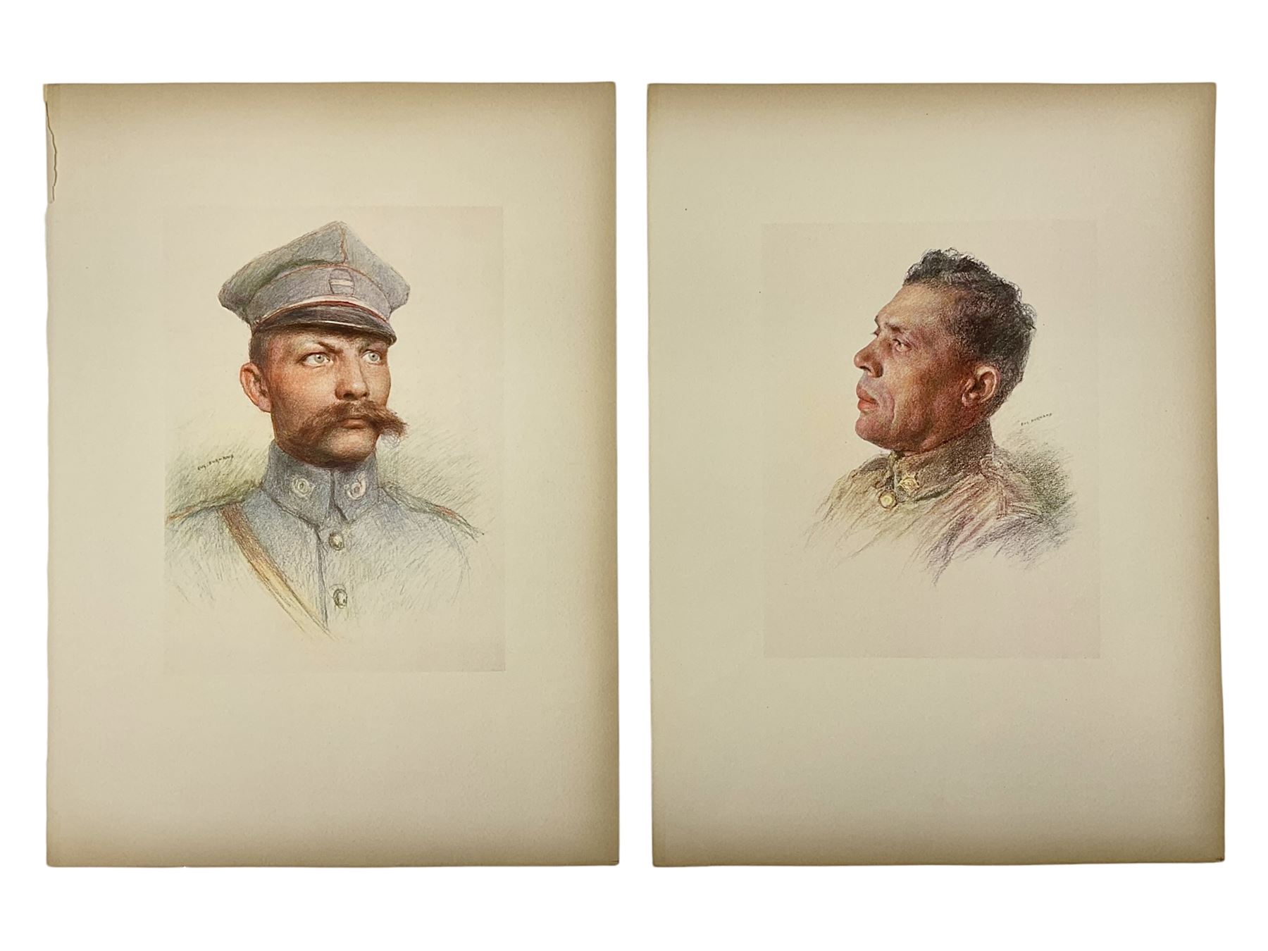 After Eugene Burnand, pair of colour prints of head and shoulder studies of Allies of the Great War depicting Canadian and Polish soldiers, image size 22 x 17cm; unframed (2)