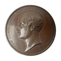 The Great Exhibition of the Works of Industry of All Nations 1851 exhibition medallion, designed by W Wyon RA, obverse bust portrait of His Royal Highness Prince Albert, reverse bird with spread wings above globe with Exhibitor banner
