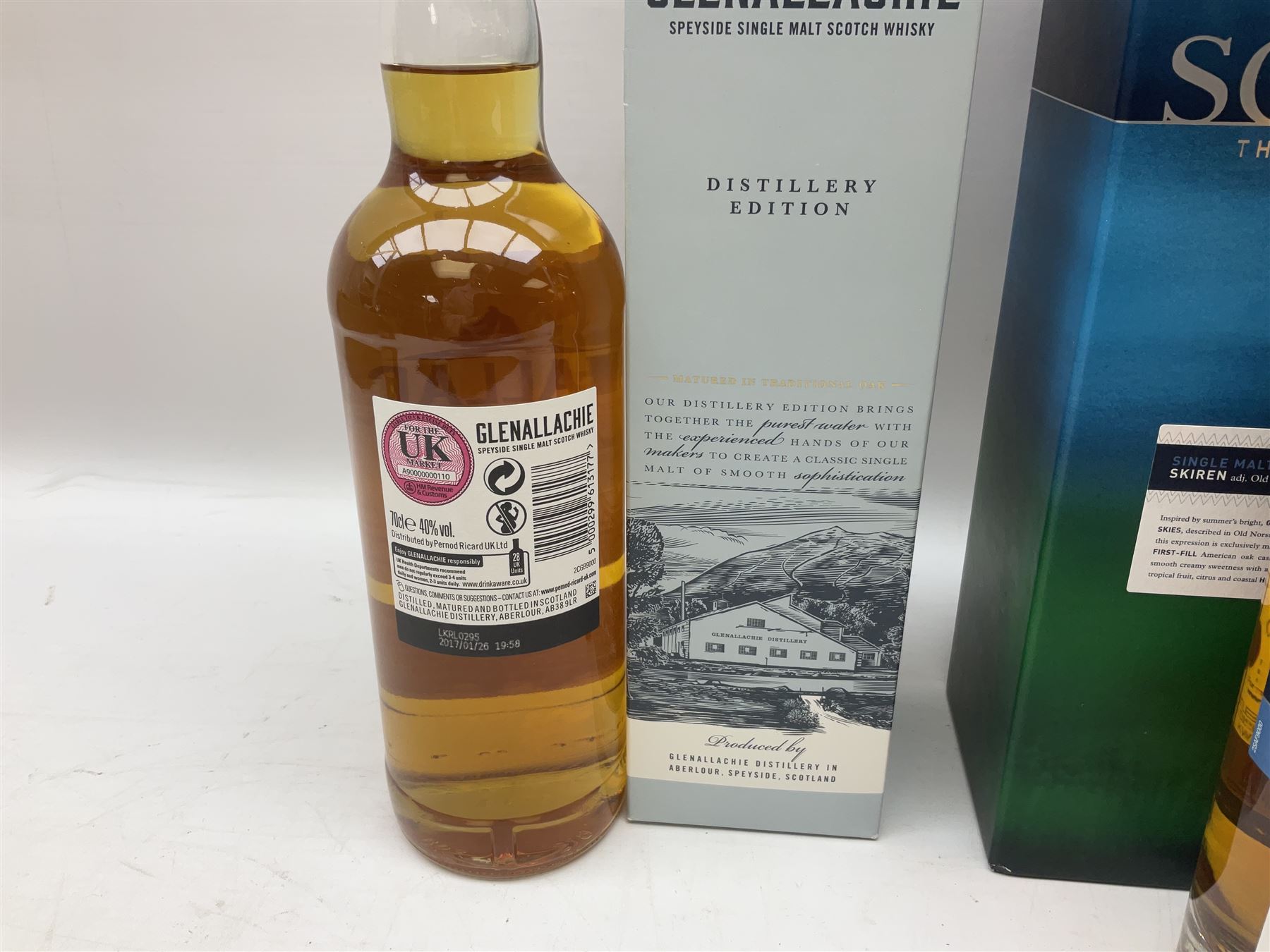 Scapa, The Orcadian single malt Scotch whisky, 70cl, 40% vol, Glenallachie, distillery edition speyside single malt Scotch whisky, 70cl, 40% vol, Glenfiddich, 12 year old, single malt Scotch whisky, 70cl, 40% vol and the Glenrothes, vintage reserve single malt whisky, 700ml, 40% vol (4)