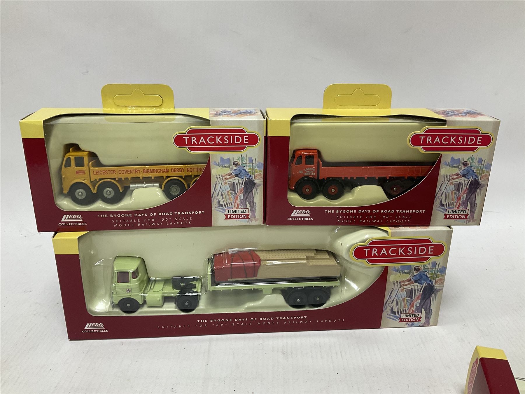Corgi/Lledo - twenty six mostly ‘Trackside’ 1:76 scale model die-cast vehicles to include Corgi limited edition DG198001 Scammell Contractor Trailer & Transformer Load; together with Lledo Trackside Eddie Stobart ES1002 2 Piece Tin Plate Depot & AEC Platform Trailer; all in original boxes (27) 