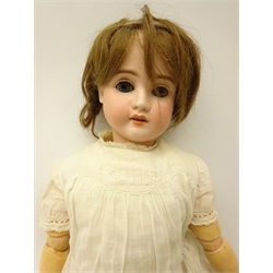  Large Simon & Halbig Bisque head Doll, sleeping blue eyes and open mouth, stamped SH Star, Germany 1906, No.11, H70cm  