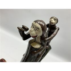 Late 19th century cast-iron mechanical money bank 'Lion and Two Monkeys' by Kyser & Rex with impressed patent mark for 17th July 1883 H25cm L23.5cm
