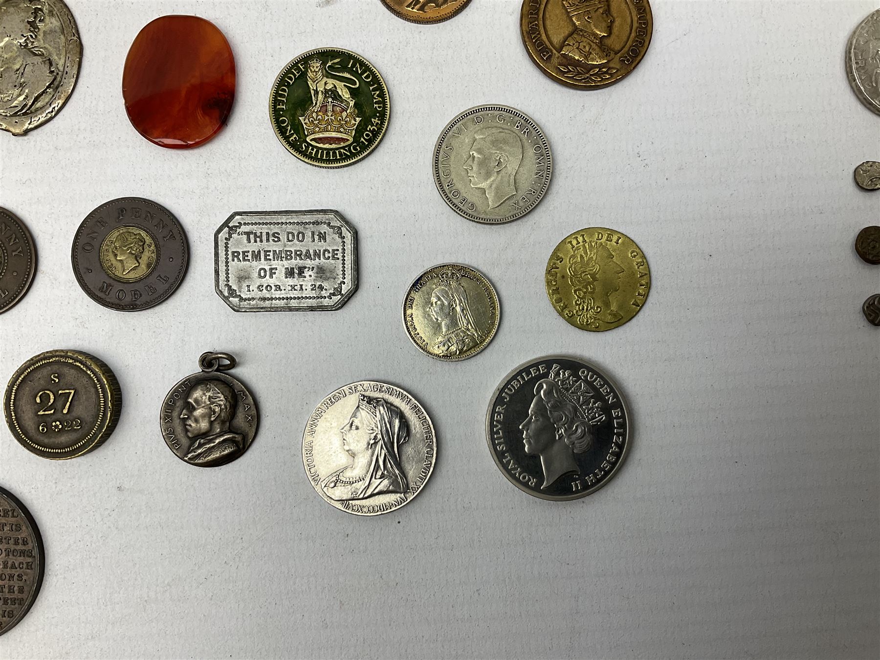 Para-numismatic and miscellaneous items, including enamelled coins, coin weights, model/toy coinage, gaming token, Indian temple tokens etc