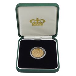 Queen Elizabeth II 2018 gold full sovereign coin, housed in an Imperial Coins case