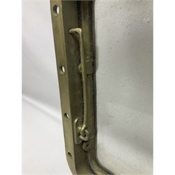 Rectangular brass porthole with hinged window, H46cm, L66cm
