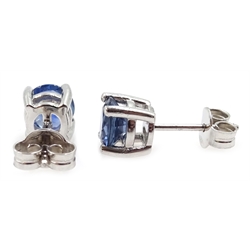  Pair of sapphire stud earrings stamped 750, approx 2.2 carat  