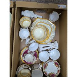 Set of four Royal Albert Old Country Roses tea cups, together with Paragon dinner service, etc, in three boxes 