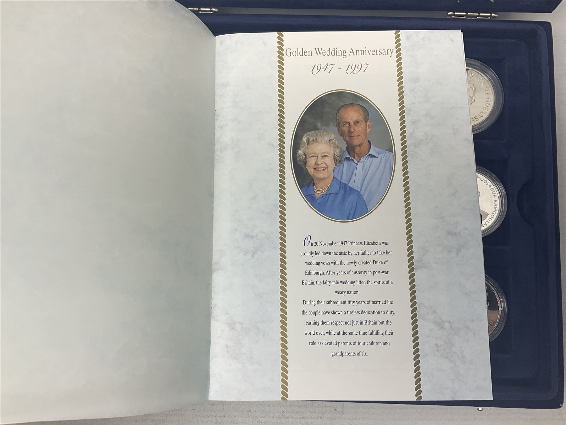 The Royal Mint Golden Wedding Anniversary silver proof coin collection, comprising twenty-four international commemorative coins, cased with certificates