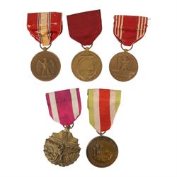 Collection of US medals, including Meritotious Service, Good Conduct, Navy Good Conduct, 1...