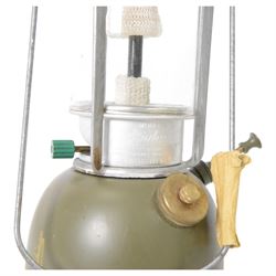 WWI British Officers paraffin lamp by JC & W Lord, Birmingham, complete with carrying case containing fuel can, together with a military issued Bialladin lamp with broad arrow marked 1955