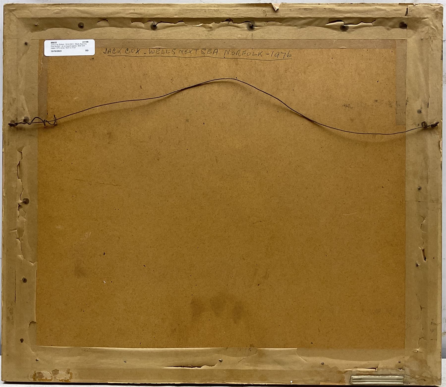 Jack Cox (British 1914-2007): 'Wells Next the Sea Norfolk', oil on board signed, titled and dated 1976 verso 18cm x 31cm