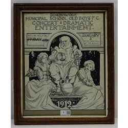  Richard Edward Clarke (British 1878-1954): 'Scarborough Municipal School Old Boys FC Concert', original pen and ink artwork poster signed and dated 1912,  37cm x 31cm Notes: Clarke who studied at Scarborough School of Art, where he later became acting headmaster 1916-1920 after Albert Strange, was active in supporting boys clubs in the town and taught boxing about which he wrote and illustrated books  
