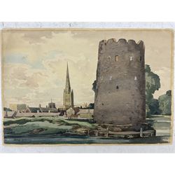 George Graham (British 1881-1941): The Cow Tower - Norwich, watercolour signed 27cm x 40cm (unframed)