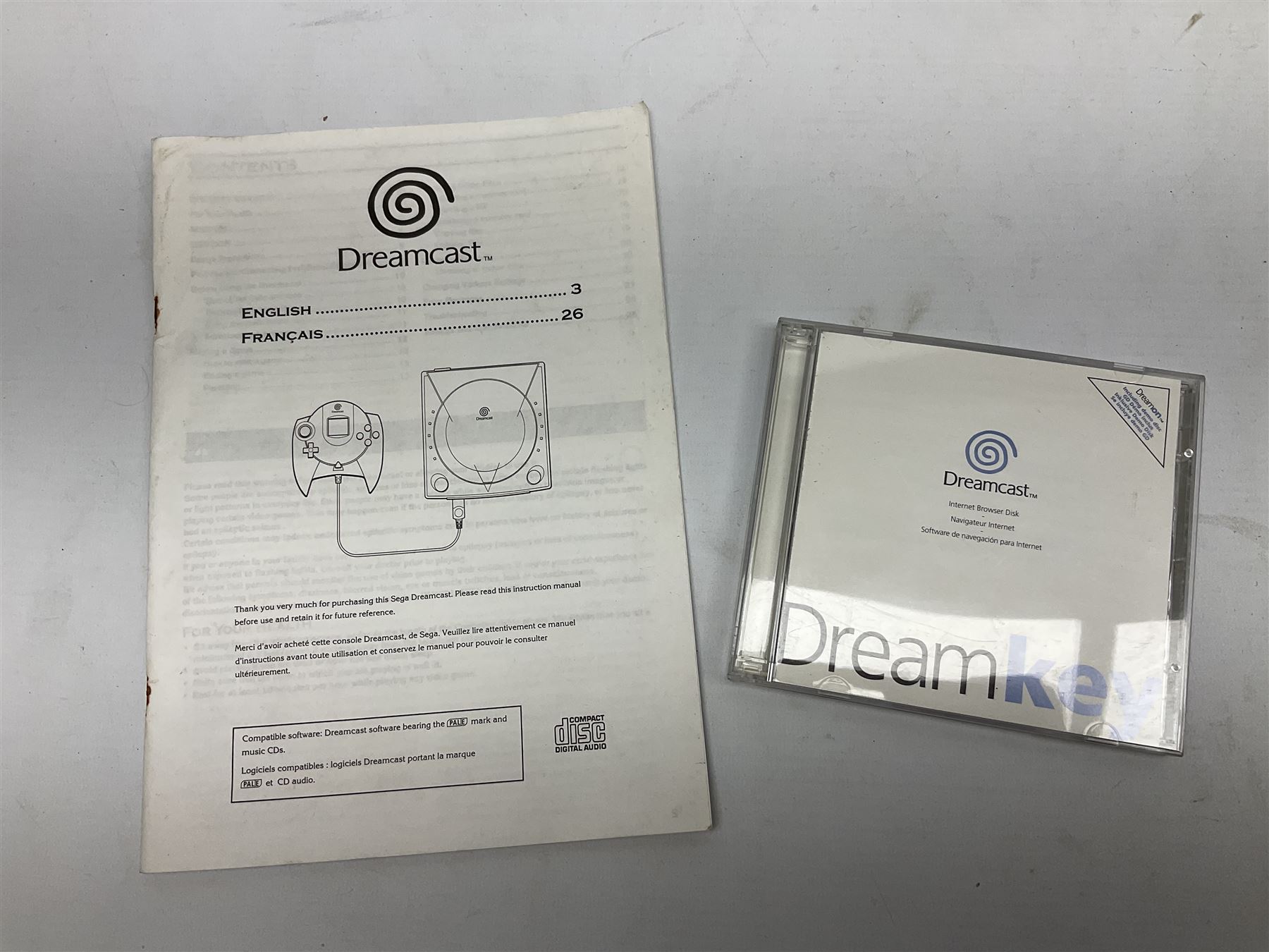 Dreamcast console, one controller, original instruction booklet with magazine and four games, ‘Aerowings’, ‘Buggy Heat’, ‘ Racing Simulation Monaco Grand Prix’ and ‘Who Wants to be a Millionaire’, all in original cases with instruction booklets 