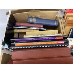Collection of military related books, to include Young Starlin, The Journal of the Royal Artillery, Fortress Britain, Aircraft operation etc, in four boxes 